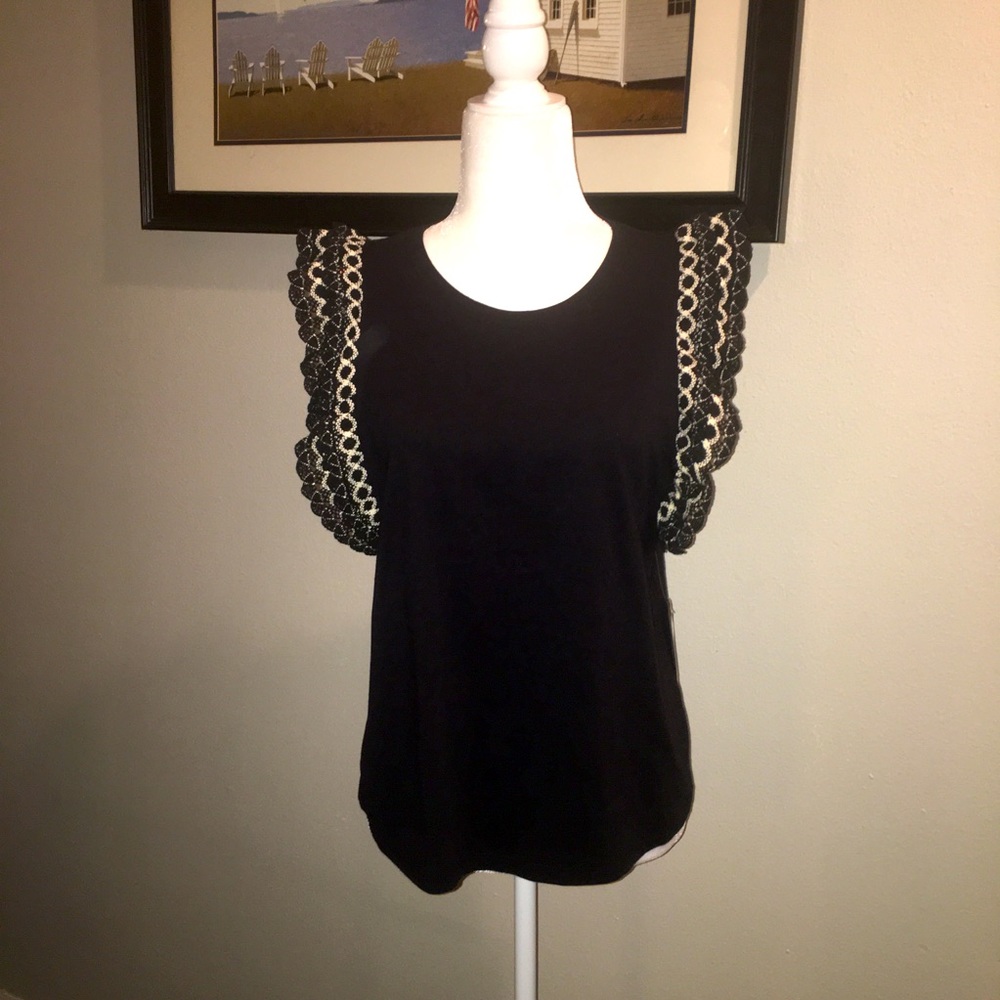 INC black tank top with ruffled sleeve, M.